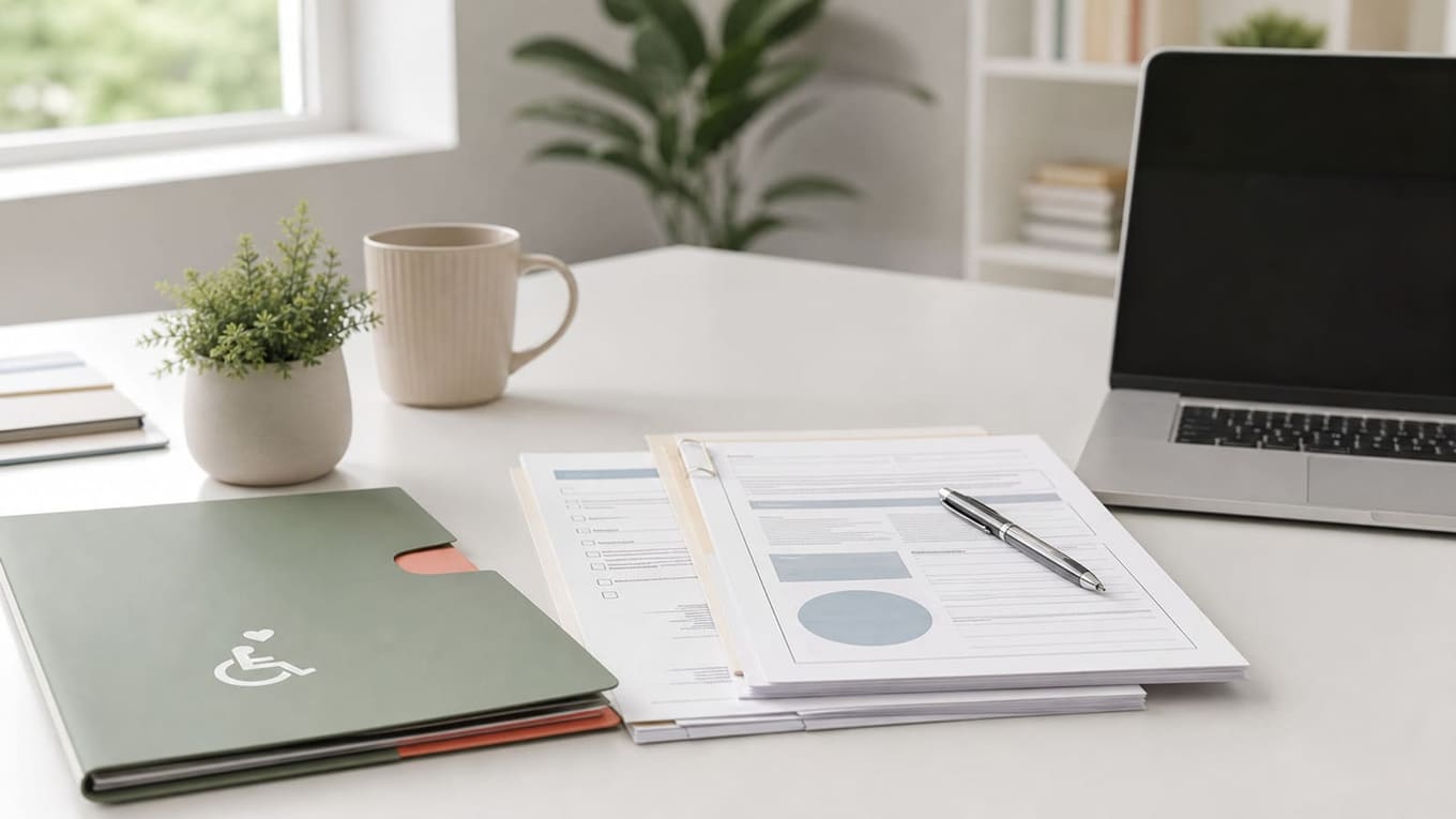 Clinician reviewing LSAT accommodations documentation for extended time and breaks.